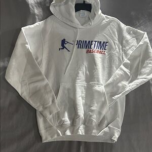 Port and Company White Baseball Hoodie for Men -M